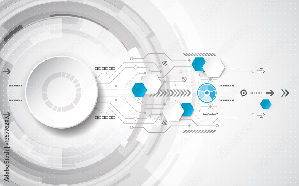 Fototapeta premium Abstract technological background concept with various technology elements. illustration Vector