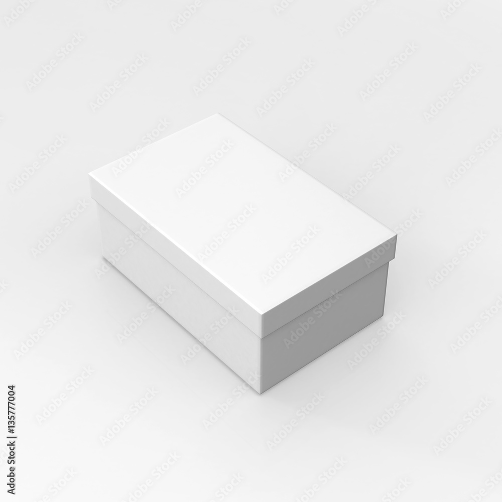 Realistic Rendering Of Shoe Box 3D Illustration With White Background Realistic Rendering Of Shoe Box 3D Illustration With White Background