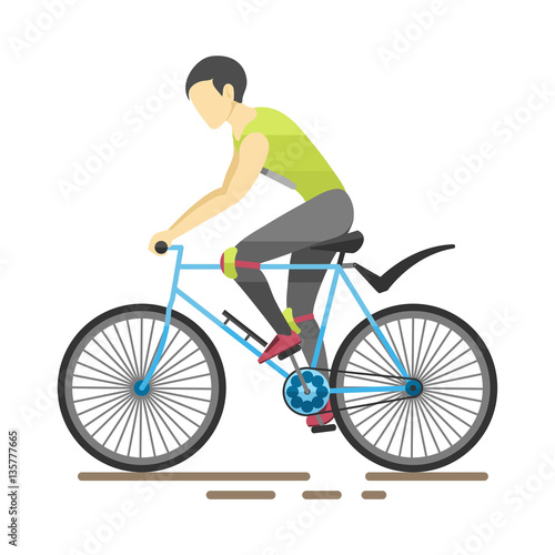 Racing cyclist in action vector illustration.