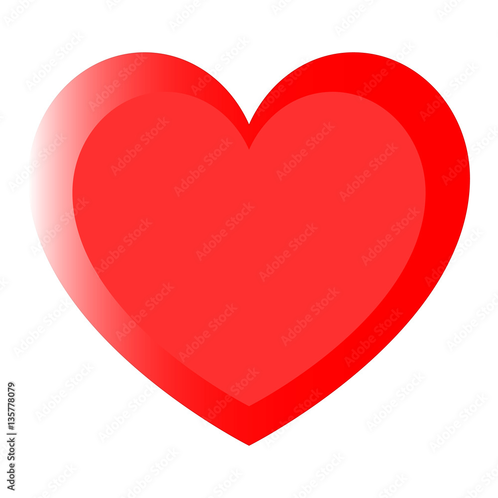 One red heart with two path for Valentine day or medicine..