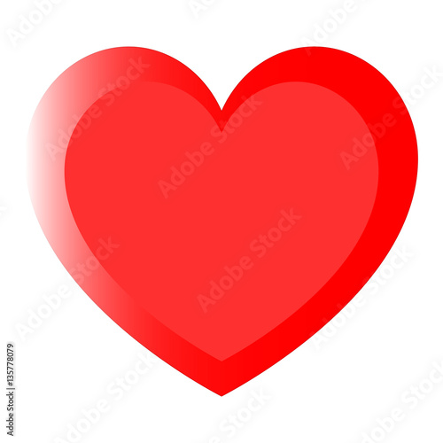 One red heart with two path for Valentine day or medicine..