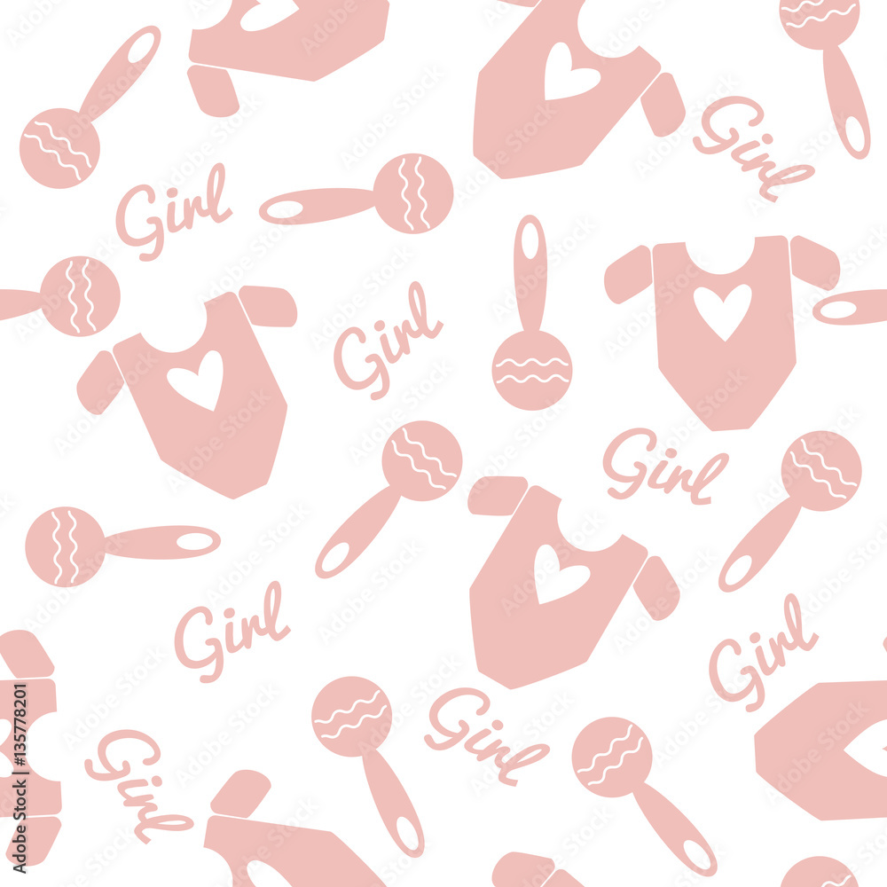 Seamless Pattern with Overall and Rattle Seamless Pattern with Overall and Rattle