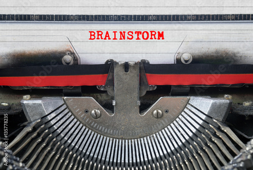 BRAINSTORM Typed Words On a Vintage Typewriter Conceptual