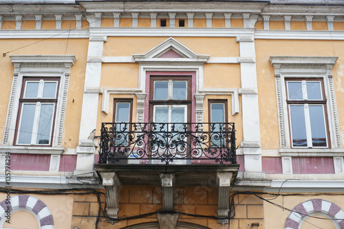 Detail of the building. Cluj-Napoca - a city in the northwest of Romania, the administrative center of Cluj County. Winter 2014.