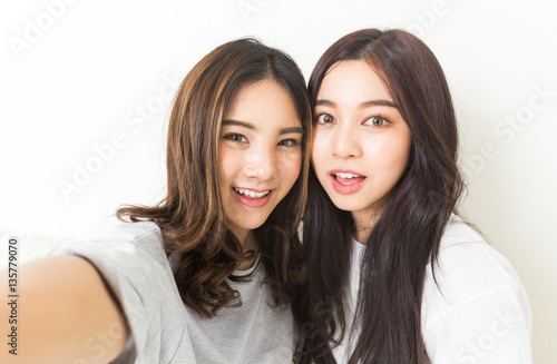 Young asian girls selfie