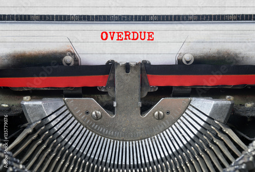 OVERDUE Typed Words On a Vintage Typewriter Conceptual