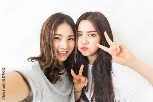 Young asian girls selfie