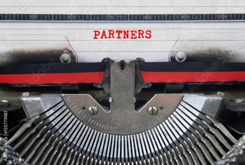 PARTNERS Typed Words On a Vintage Typewriter Conceptual