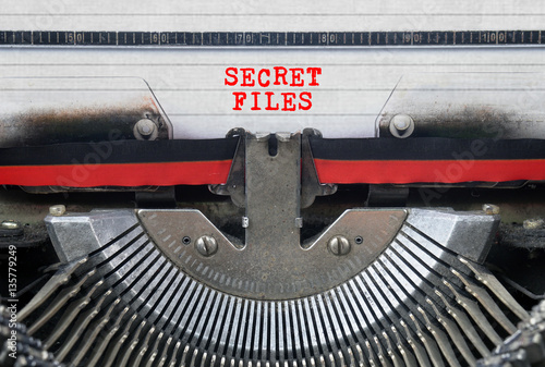 SECRET FILES Typed Words On a Vintage Typewriter Conceptual