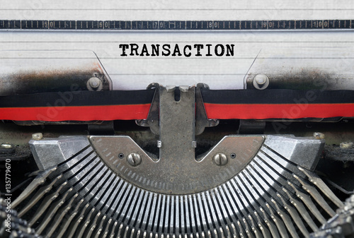 TRANSACTION Typed Words On a Vintage Typewriter Conceptual
