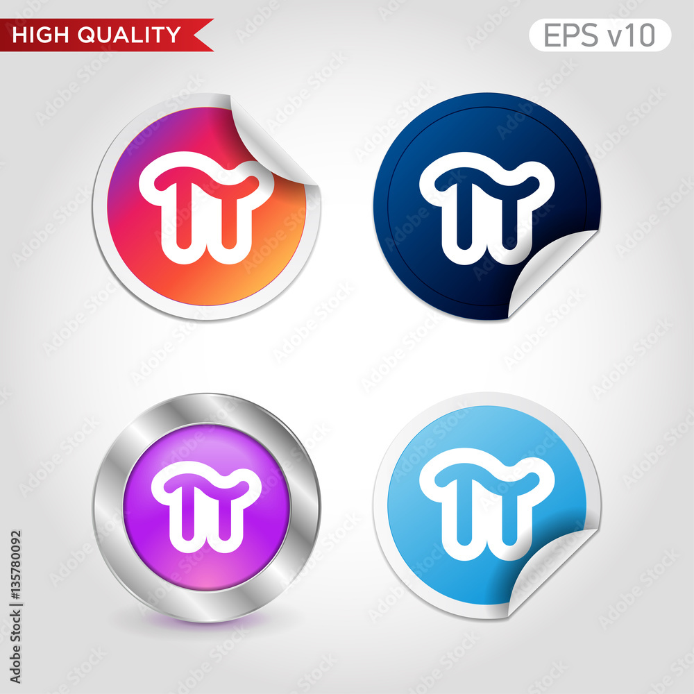 Pi icon. Button with pi icon. Modern UI vector. Pi icon. Button with pi icon. Modern UI vector.