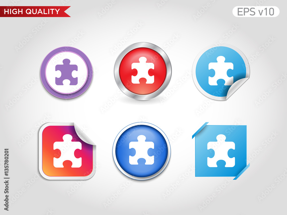 Puzzle icon. Button with puzzle icon. Modern vector. Puzzle icon. Button with puzzle icon. Modern vector.