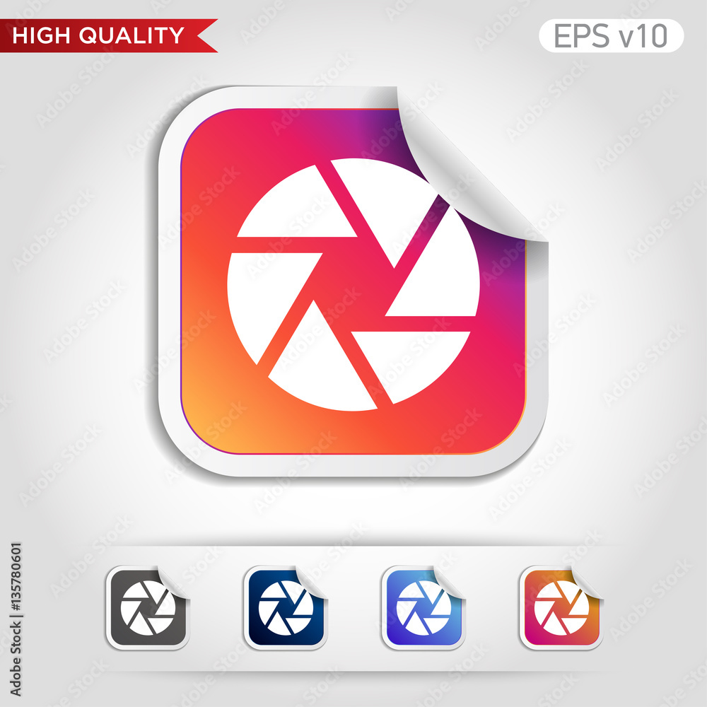 Shutter icon. Button with shutter icon. Modern vector. Shutter icon. Button with shutter icon. Modern vector.