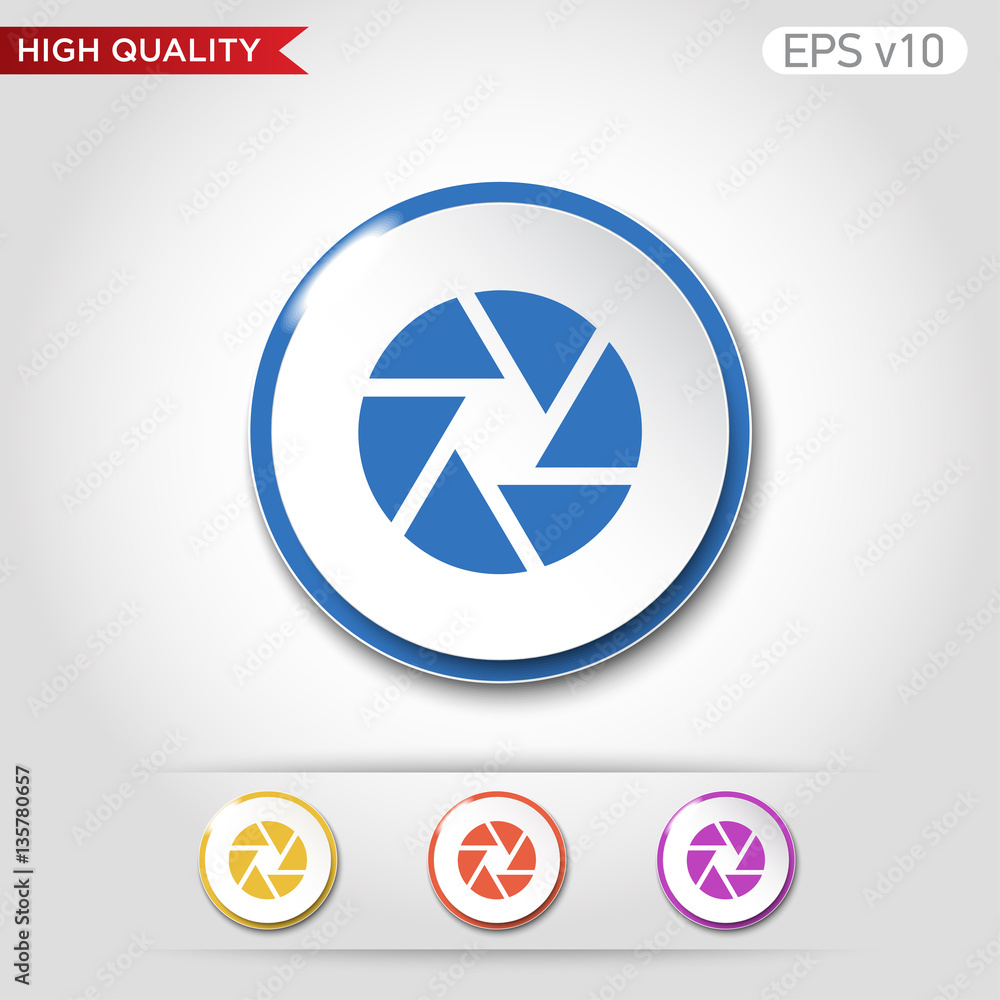 Shutter icon. Button with shutter icon. Modern vector. Shutter icon. Button with shutter icon. Modern vector.