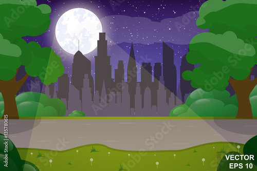 Cartoon cityscape. At home. Street. For your design.