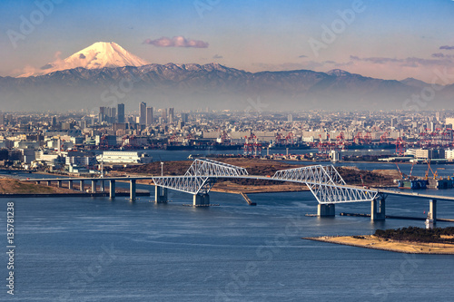 富士山と東京ゲートブリッジ