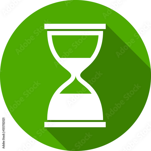 hourglass green icon round flat style