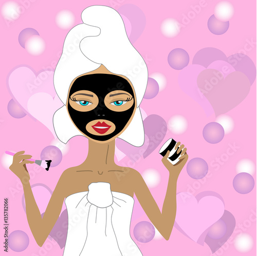 natural beauty masks, cosmetic mask of clay. Black  mask of clay