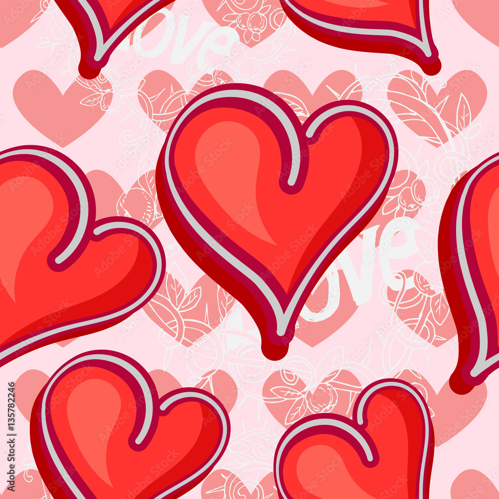 Seamless vector pattern with hearts for a Valentine's Day. Seamless vector pattern with hearts for a Valentine's Day.
