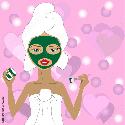 natural beauty masks, cosmetic mask of clay. Green  mask of clay