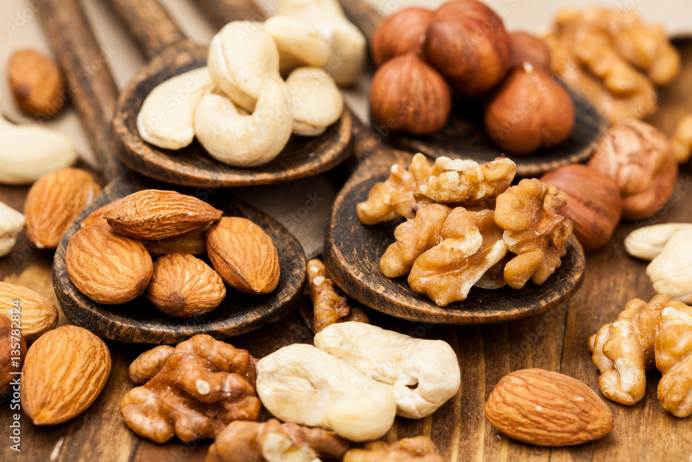 Nuts. A lot of. Different. Tasty and healthy food. Nuts. A lot of. Different. Tasty and healthy food.