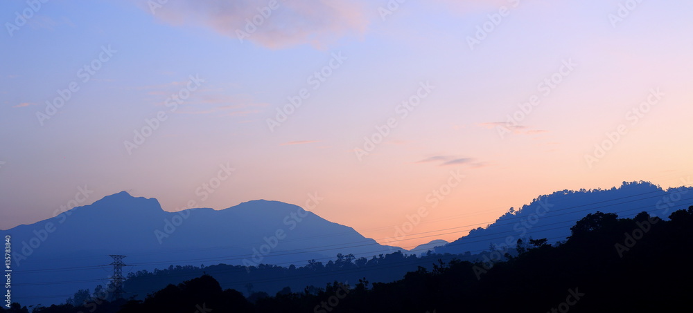 Hilly Landscape of Ipoh Town at Dawn