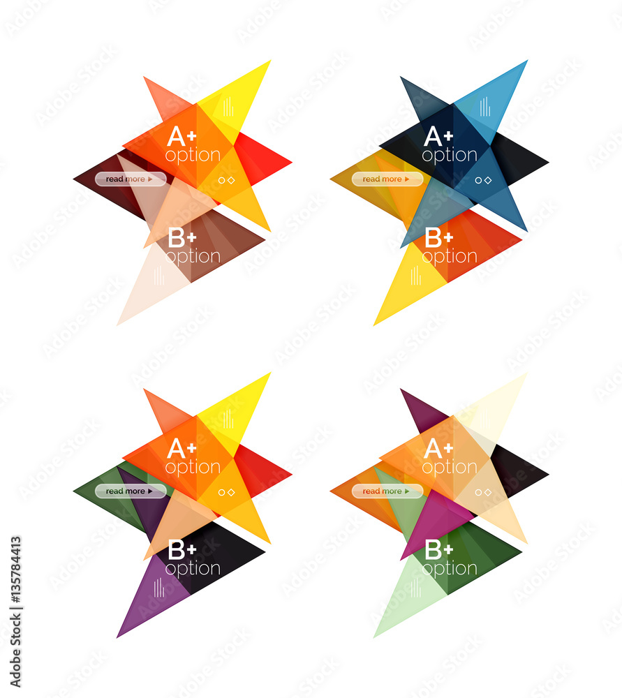 Fototapeta premium Colorful vector option banner arrow templates, infographic layouts