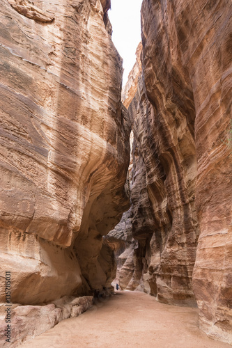 View of a gorge in the city of Petra in Jordan