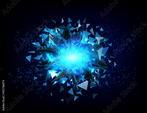 Vector abstract background. Bright blast in dark. Glowing neon light. Digital graphic for brochure, website, flyer, print, poster, other design.