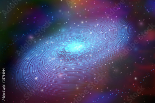 Blue galaxy. Cosmic vector illustration.