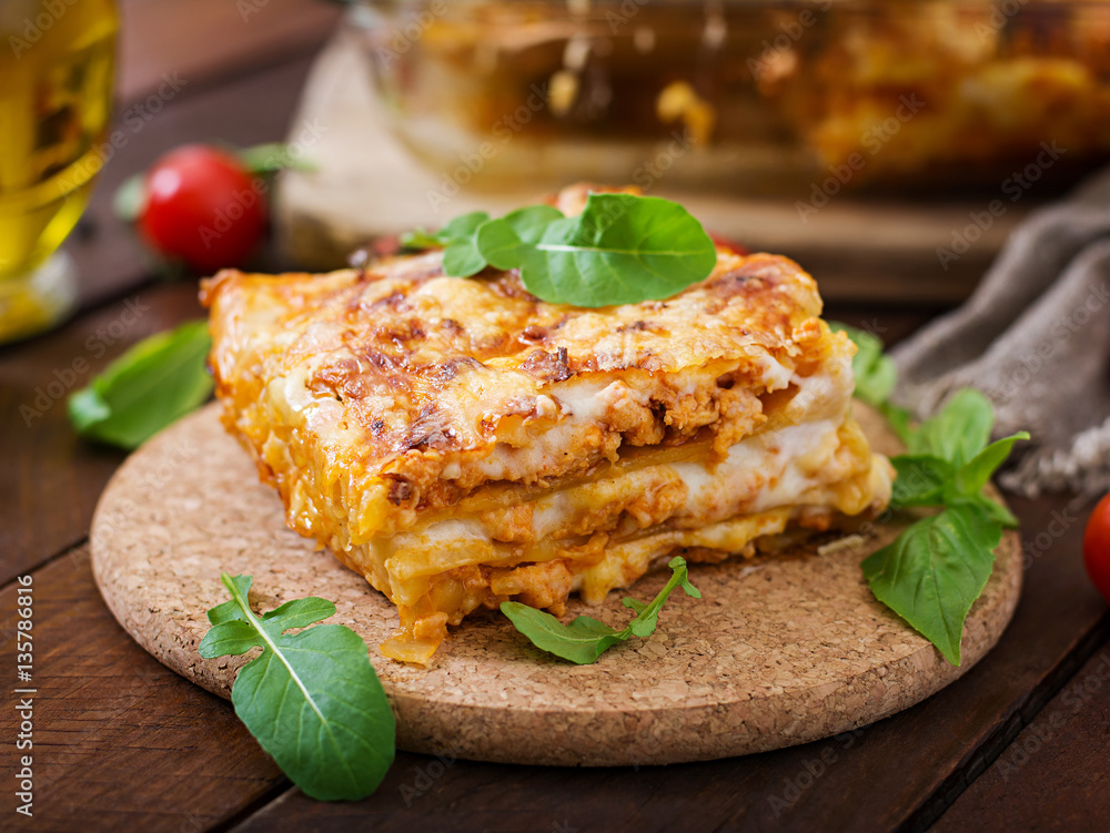 Classic Lasagna with bolognese sauce. Classic Lasagna with bolognese sauce.