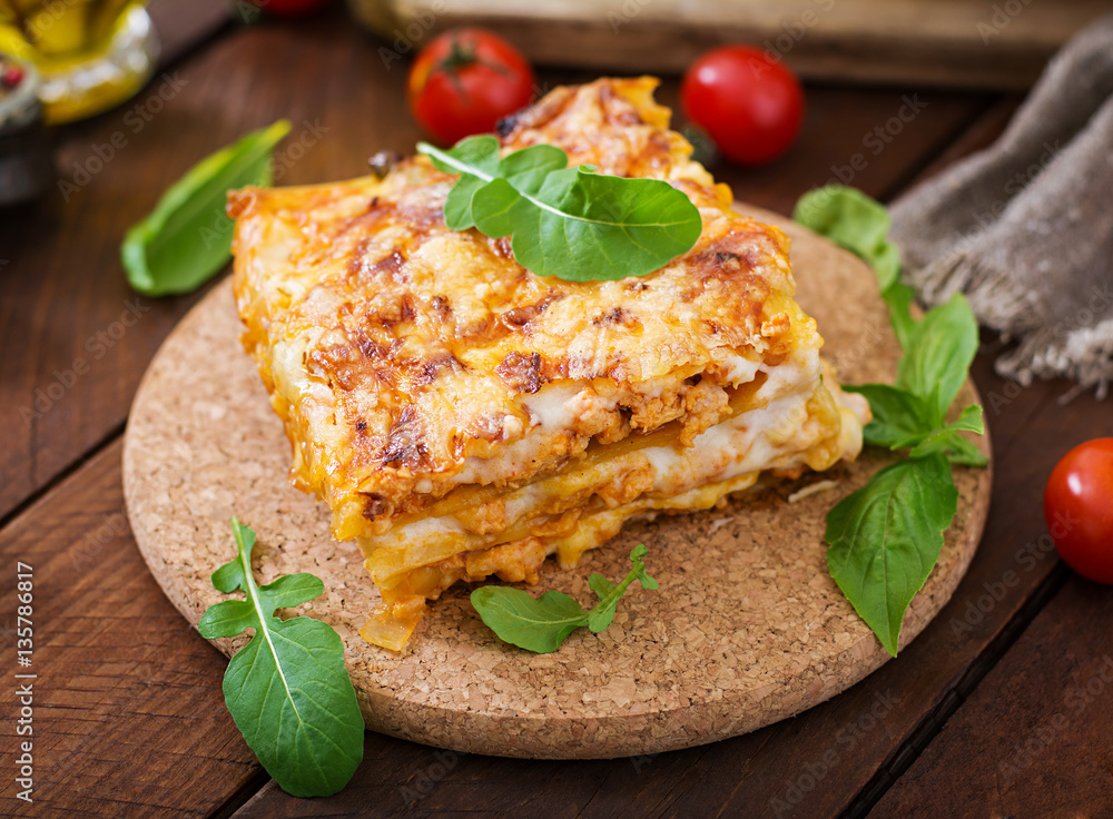 Classic Lasagna with bolognese sauce. Classic Lasagna with bolognese sauce.