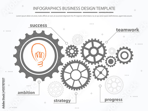 Infographic template with gear and wording