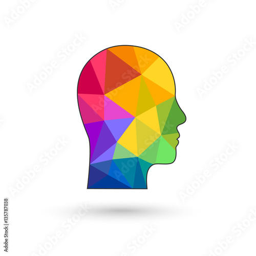 Head concept in modern low poly design