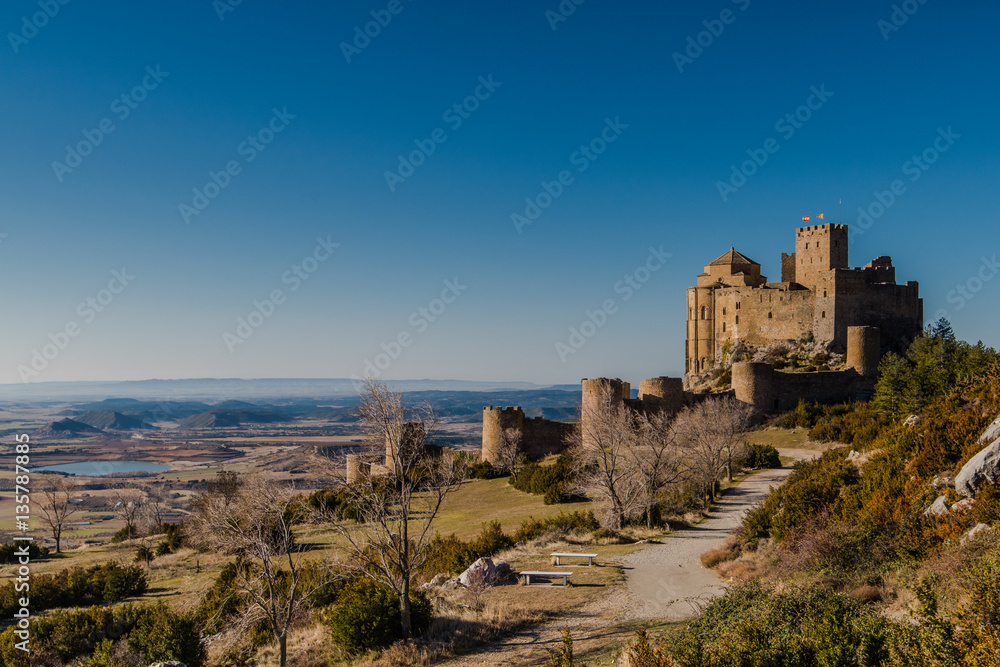 Ancient medieval Loarre knight's Castle in Spain