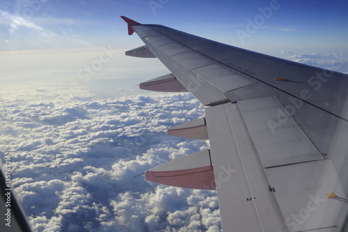 sunlight shed on clouds and mist shot on air plane