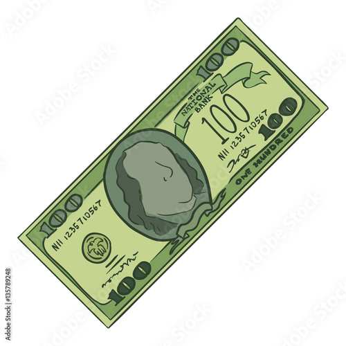 Vector Cartoon One Hundred Dollars Banknote