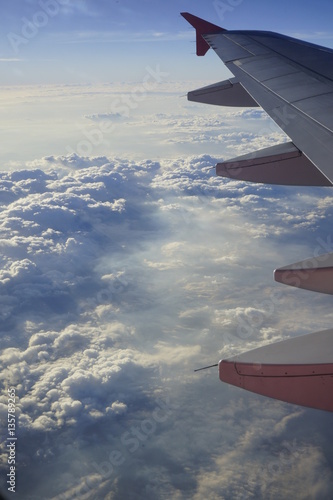 sunlight shed on clouds and mist shot on air plane