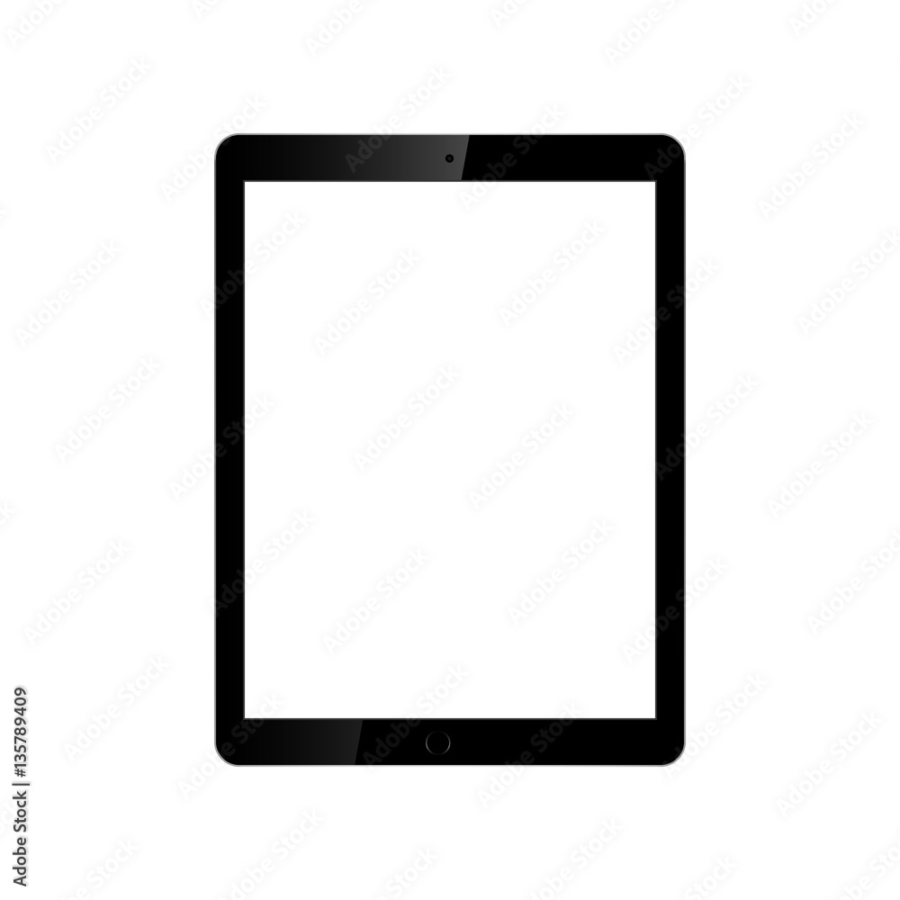Tablet with blank white screen. Isolated on white background. Realistic vector illustration. Copy space. Tablet with blank white screen. Isolated on white background. Realistic vector illustration. Copy space.