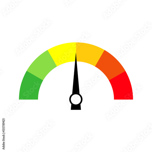 Speedometer icon or sign with arrow. Colorful Infographic. Vector illustration.