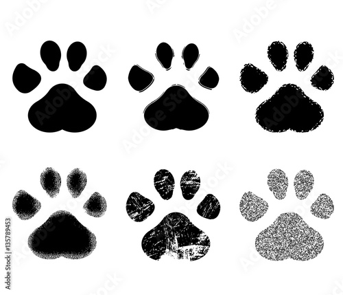 Set of Paw Print. Vector illustration.