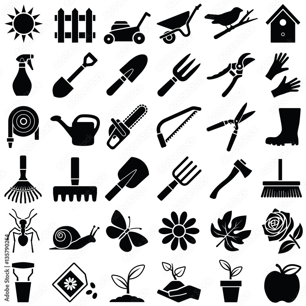 Garden icon collection - illustration Garden icon collection - illustration