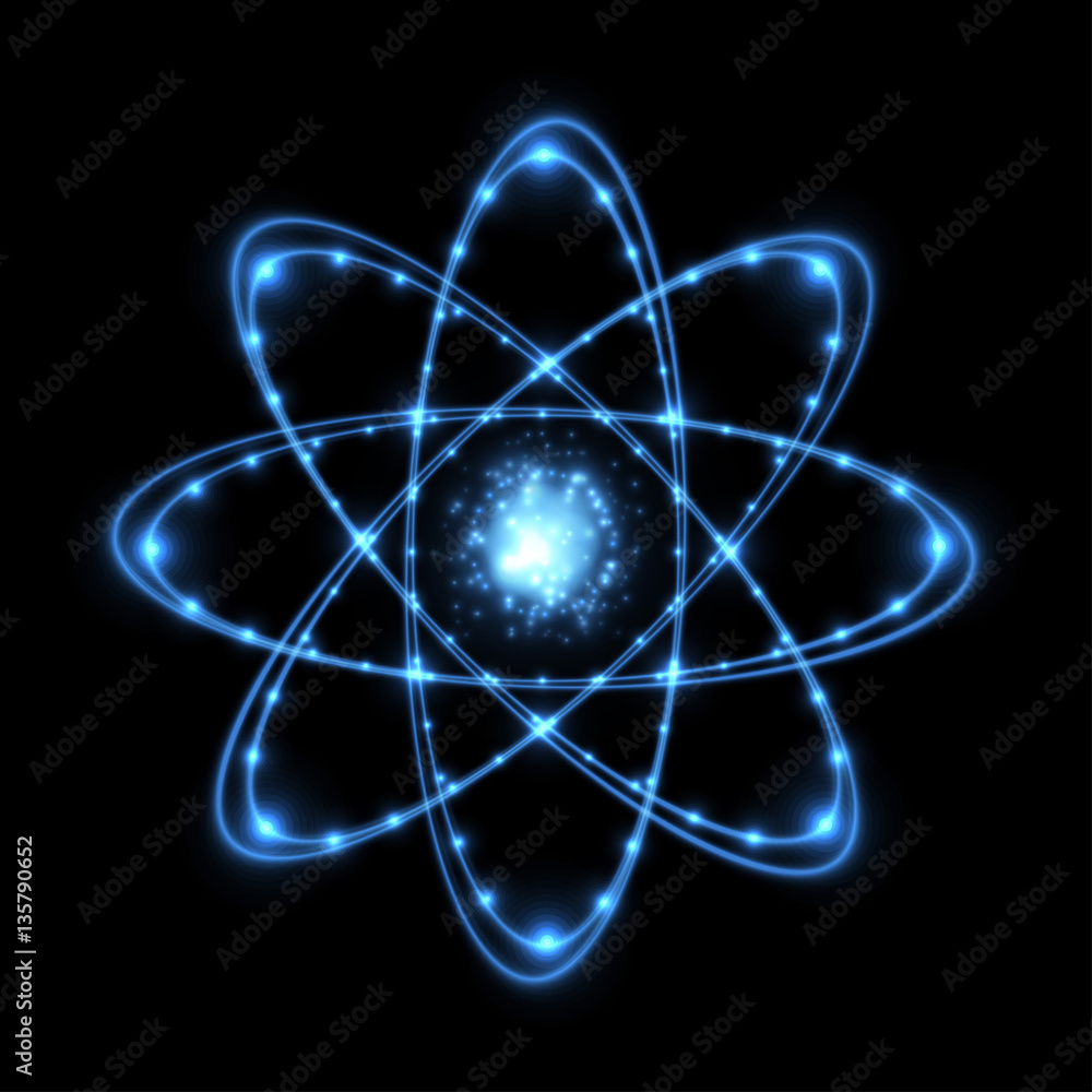 Abstract atom from particles. Vector illustration. - obrazy, fototapety, plakaty 