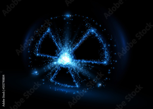 Radioactive symbol, abstract backround. Vector illustration.