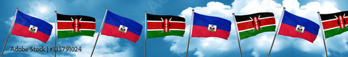 Haiti flag with Kenya flag, 3D rendering