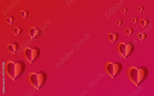 Hearts poster for Valentines Day greeting card festive hand made red background. Vector Romantic poster. Love  Romance Event  banner  e-card  Typography postcard  envelope.
