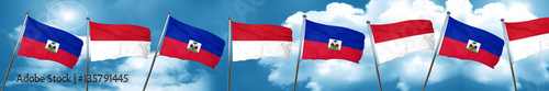 Haiti flag with Indonesia flag, 3D rendering