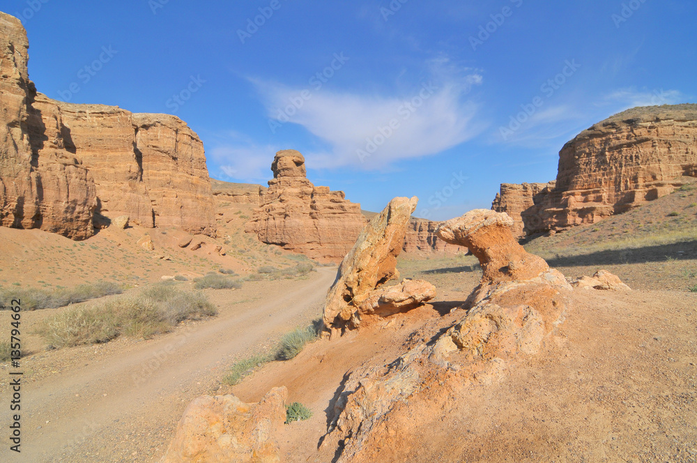 Sharyn Canyon (also known as Charyn Canyon) on the Sharyn River in Kazakhstan
Sharyn Canyon (also known as Charyn Canyon) on the Sharyn River in Kazakhstan