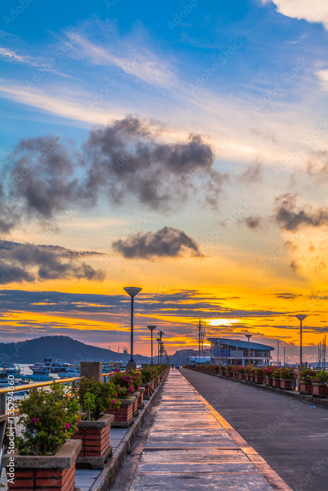 beautiful sun shine at Chalong pier