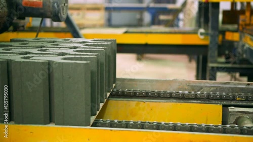 The production of paving stones at the plant